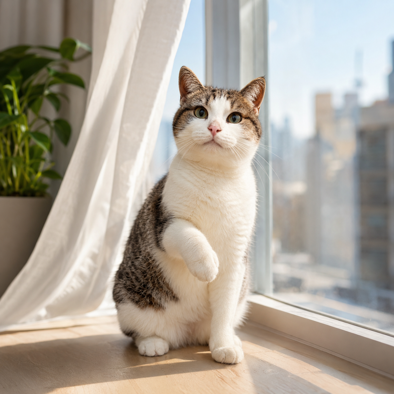 Franklin standing by the window